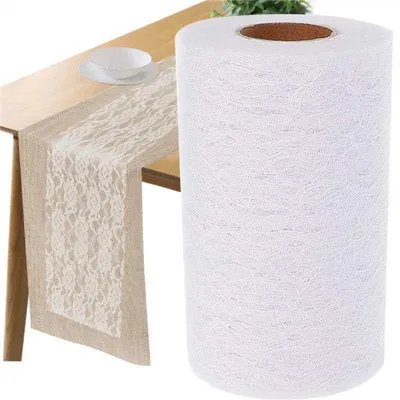 Obrázek produktu pro Bílá krajková běhounka, polyester, 15 cm x 22 m