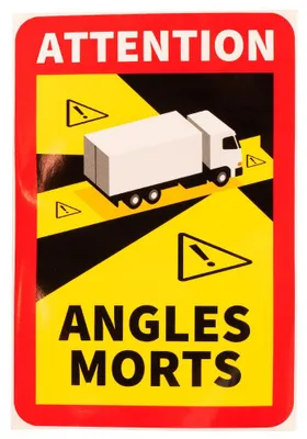 Produktbild von HERMON Angles Morts Aufkleber 250x170 mm, reflektierendes Warnschild für LKW, Busse und Wohnmobile zur Totes-Feld-Kennzeichnung