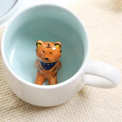 Image de Grande tasse à café en céramique de 350 ml avec cuillère et soucoupe