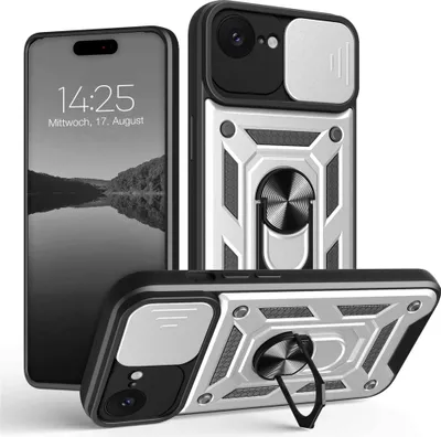 Produktbild von Armor Handyhülle für Apple iPhone 16e Kameraschutz Handy Panzer Case Cover Schutzhülle Outdoor Farbe: Silber