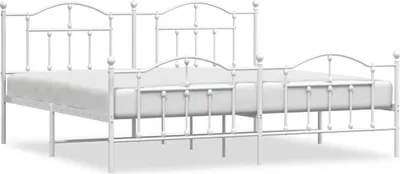 Obrázok produktu pre vidaXL Posteľný rošt s čelom a nohami kovový biely 193x203 cm