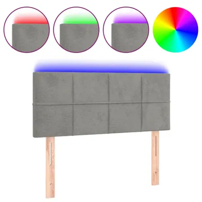 Produktbild von LED Kopfteil Hellgrau 100x5x78/88 cm Samt