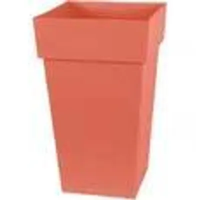 Image de Pot de fleurs haut et carré – EDA – Toscane – 39 cm – 62 l – Pour l'intérieur et l'extérieur – 39 x 39 x 65 cm (H) – Orange terracotta