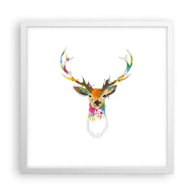 Produktbild von Gerahmtes Poster - Weißer Rahmen - Deer fantasie Graffiti Grafik - 40x40 cm - Wand Bild - Wanddeko - Wandbilder - Wandposter - Bilderrahmen - Bilder - Kunstdruck - Wandbild - P2WAC40x40-3161