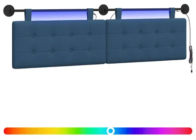 Obrázok produktu pre vidaXL Zavesené čelo postele s LED osvetlením, modrá látka