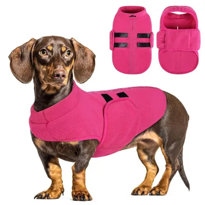 Image de Pull en polaire pour chien, gilet d'hiver, manteau chaud pour chiens et chats de petite à moyenne taille, couleur rose, taille S