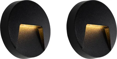 Produktbild von Set mit 2 Runden Schwarzen Außenwandleuchten inkl  LED IP65 Gem