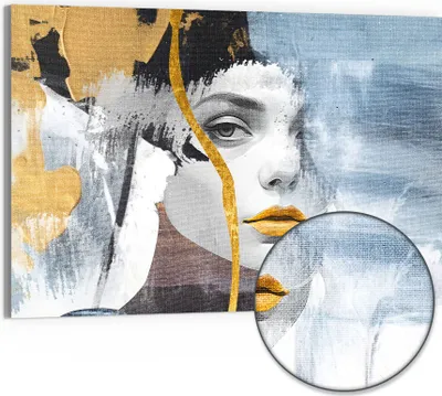 Produktbild von DEQORI Hybrid Leinwand Bild 90x60 cm 'Fragmentierte Eleganz' Wandbild Glas flach modern