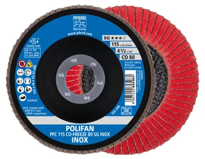 Obrázok produktu pre PFERD 67711580, Lamelový brúsny kotúč, Nerezová oceľ, 11,5 cm, Každá značka, Stlačený stred, 2,22 cm