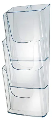 Produktbild von Wand-Prospekthalter aus Acryl mit 3 Fächern für DIN A4, transparent