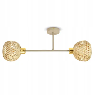 Produktbild von Luxolar LED Decdkenlampe 2-flammig E27 Rattan Boho Beige/Grau - Verstellbar Hängelampe für Schlafzimmer, Küche über Esstisch Wohnzimmer