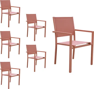 Produktbild von 6er Set Stühle aus Aluminium Terracotta - Textilene Terracotta