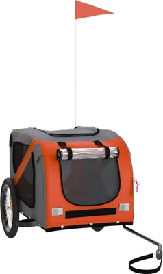 Obrázok produktu pre vidaXL Príves na bicykel Dogs Orange and Black Oxford Fabric & Iron