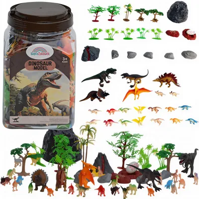 Produktbild von Großes Dinosaurier Spielset mit Figuren, Bäumen & Dschungel-Eimer