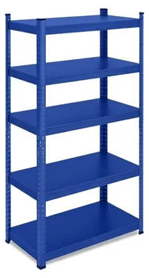 Produktbild von 2 x Schwerlastregale, HBT: 150 x 75 x 30 cm, 875 kg, Stahl, 5 Ebenen, Lagerregale, Keller, Garage, zum Stecken, blau