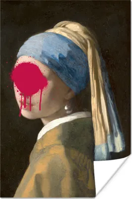 Produktbild von MuchoWow® Poster Das Mädchen mit dem Perlenohrring - Johannes Vermeer - Rosa 120x180 cm - Kunstposter