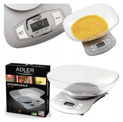 Obrázok produktu pre Adler AD 3137 Waga kuchenna, Pojemność 5 kg, Podziałka 1 g, Duży wyświetlacz LCD, Automatic zerowanie/Autowyłączanie, Duża miska, Biały Adler | Adler AD 3137 | Maksymalna waga (pojemność) 5 kg | Po