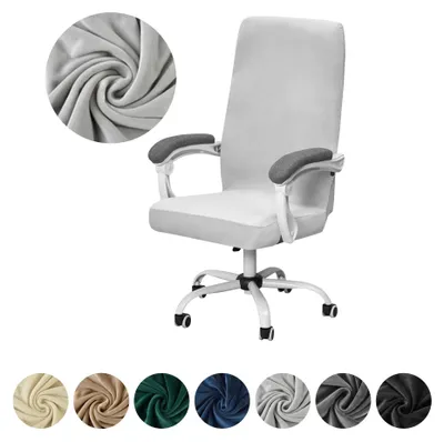Produktbild von Elastischer Velours-Bezug für Drehstuhl in Hellgrau – Schonbezug für Büro- und Arbeitsstühle