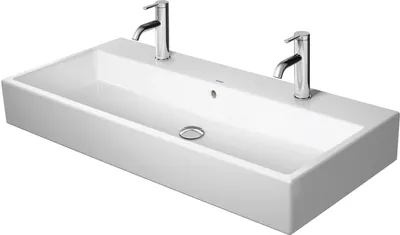 Produktbild von Duravit Waschtisch VERO AIR mit Hahnlochbank, 2 Hahnlöcher, geschliffen, 1000 x 470 mm mit Überlauf weiß