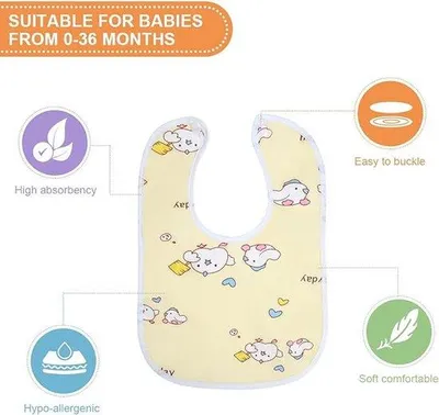 Obrázek produktu pro Organické mušelínové bryndáky, sada 7 ks, 100 % bavlna, měkké a prodyšné, se zipem, pro kojence a batolata, unisex