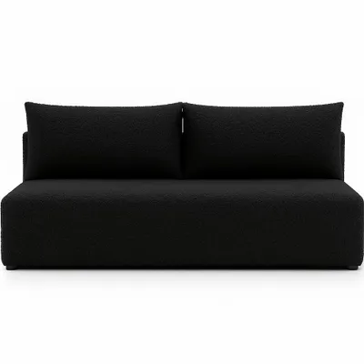 Image de Sofello Canapé LUNO boucle avec fonction sommeil noir - Canapé Boucle moderne pour votre salon, surface de couchage : 204×144 cm
