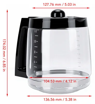 Image de Carafe de remplacement pour machine à café, capacité de 1,8 litre, en verre résistant à la chaleur et aux explosions, compatible avec les machines à 12 tasses