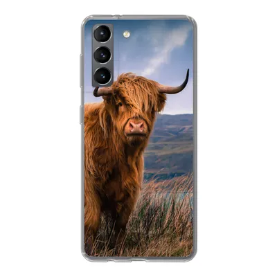 Produktbild von MuchoWow® Handyhülle Schutzhülle Hülle für Samsung Galaxy S21 Schottischer Highlander - Berg - Wasser - Natur - Kuh Silikon Softcase Handy Hülle - Softcase