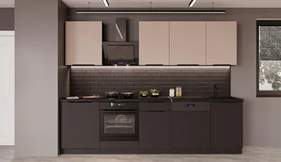 Produktbild von Küche SIENA + ARONA BASIC 280 cm Küchenzeile Küchenblock Einbauküche Kaschmir beige + Schwarz matt