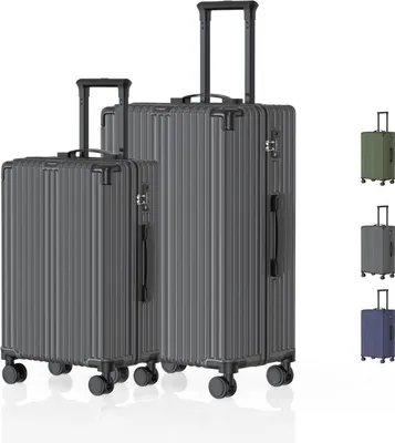 Immagine prodotto di Voyagoux® - Set di valigie S/M - Valigia - 2 pezzi - Valigia con ruote - Grigio scuro - Chiusura TSA
