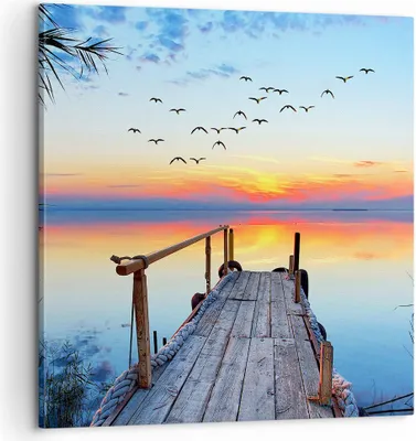 Produktbild von Bild auf Leinwand - Leinwandbild - Brücke See - 60x60cm - Wand Bild - Wanddeko - Wandbilder - Leinwanddruck - Bilder - Kunstdruck - Wanddekoration - Leinwand bilder - Wandkunst - AC60x60-3818