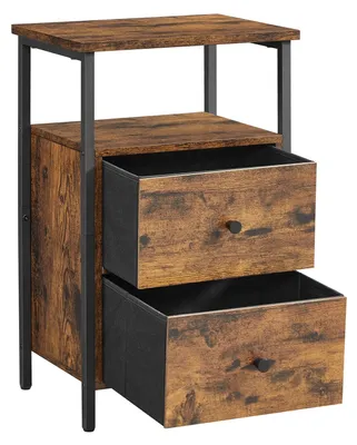 Immagine prodotto di Tavolino vintage marrone e nero – comodino – con cassetto – in metallo – 38 x 28 x 60 cm