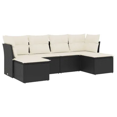 Produktbild von vidaXL 6-tlg. Garten-Sofagarnitur mit Kissen Schwarz Poly Rattan