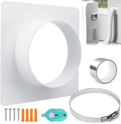 Imagen del producto de Adaptador de pared - 150 mm - Conector para conducto de ventilación - Plástico - Brida rectangular con abrazaderas de acero inoxidable
