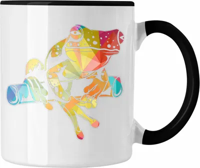 Produktbild von Trendation - Frosch Tasse Geschenk Polygon Grafik Frösche Grafik Lustig (Schwarz)