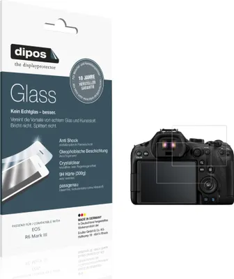 Produktbild von 2x Schutzfolie für EOS R6 Mark III - Anti-Shock 9H Folie dipos Glass Kunststoffglas