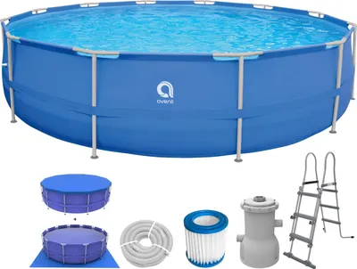 Produktbild von Avenli® Frame Pool Komplettset 450 x 90 cm, Aufstellpool rund, mit Pumpe, blau