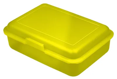 Zdjęcie produktu dla Pudełko na lunch dla dzieci - "School-Box" średnie wyprodukowane w Niemczech i wolne od BPA, solidne pudełko na lunch z zamknięciem na zatrzask do szkoły, przedszkola i wypoczynku - modny żółty PP
