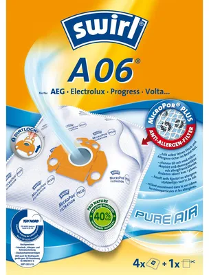 Zdjęcie produktu dla Swirl A 06, Worek na kurz, Biały, AEG, Electrolux, Progress, Volta, 4 szt.