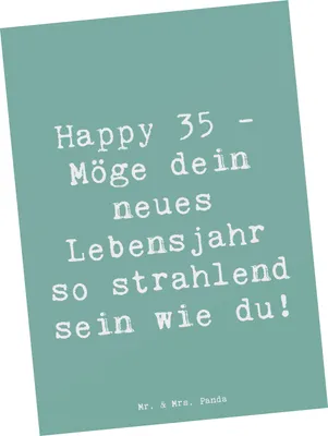 Produktbild von Mr. & Mrs. Panda Postkarte Spruch 35. Geburtstag Glückwünsche - Meeresbrise - Geschenk, besondere Wünsche, Ansichtskarte, strahlend sein wie du, Grußkarte, einzelkarte