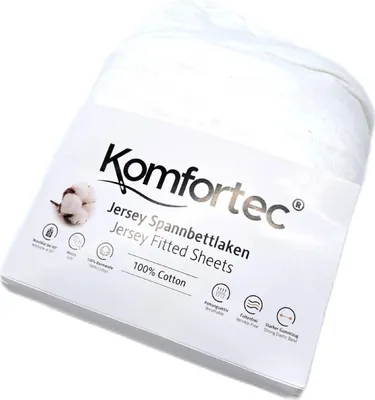 Produktbild von Komfortec Jersey Spannbettlaken 200x200cm 100% Baumwolle Weiß Fitted Linens Perfektion Baumwolle Luxus