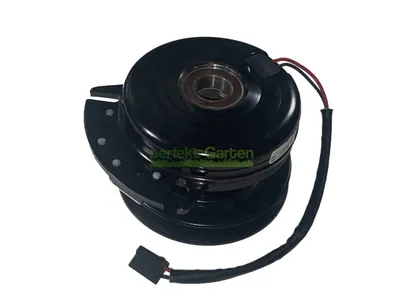 A black electromagnetic clutch for a lawn tractor, shown on a white background.