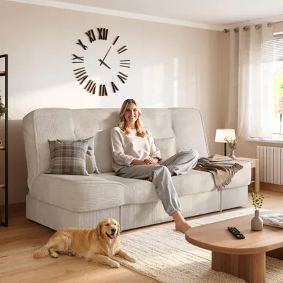 Produktbild von BroMARKT Sofa mit Schlaffunktion TOLIA Schlafsofa mit Bettkasten Klappsofa Couch 190x115 cm Hellbeige Cordstoff