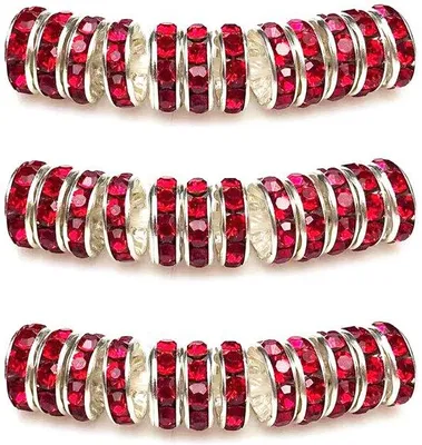 Image de Perles rondes de 8 mm, lot de 100 perles rouges, strass et perles d'espacement pour la fabrication de bijoux et d'accessoires