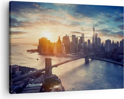 Produktbild von Bild auf Leinwand - Leinwandbild - New York Stadt - 70x50cm - Wand Bild - Wanddeko - Wandbilder - Leinwanddruck - Bilder - Kunstdruck - Wanddekoration - Leinwand bilder - Wandkunst - AA70x50-3733
