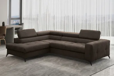 Produktbild von Kaiser Möbel Ecksofa mit schlaffunktion und bettkasten, Sofa L-form, Couch L-form Arcadi Dicker Cord Dunkelbraun Rechts