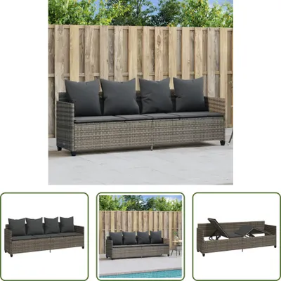 Image de The Living Store Bain de soleil avec coussins Gris Poly Rattan
