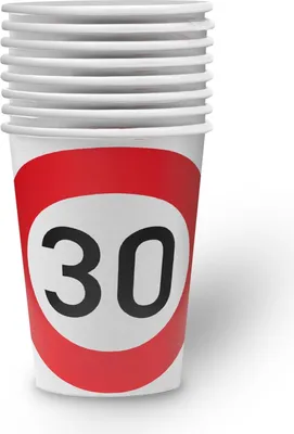 Produktbild von Becher Happy Birthday 30 – 8er-Pack, 250 ml, Partydeko zum 30. Geburtstag
