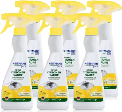 Produktbild von Heitmann pure Reine Citronen Säure Sprayflasche 500ml gegen Kalk (6er Pack)