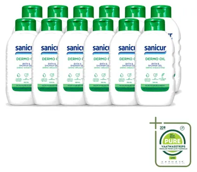 Immagine prodotto di 12 flaconi di Sanicur Dermo-Oil, bagnoschiuma e doccia - 300 ml - confezione grande - 12 pezzi