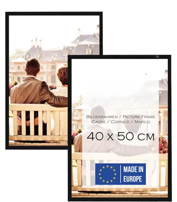 Produktbild von Bilderrahmen für Fotos Poster Urkunden Wandrahmen Holz 2er-Set 40 x 50 cm Schwarz